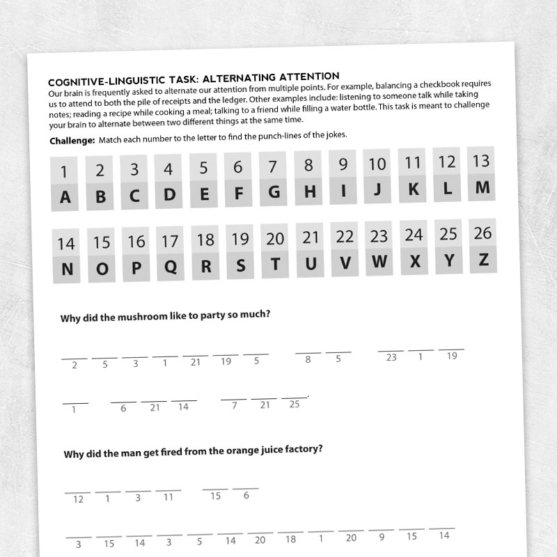 Alternating Attention Visual Scanning Matching Numbers To Letters Printable Handouts For 