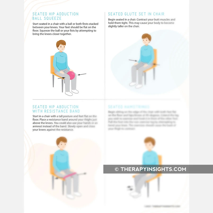 Basic Lower Extremity Seated Exercises Adult And Pediatric Printable