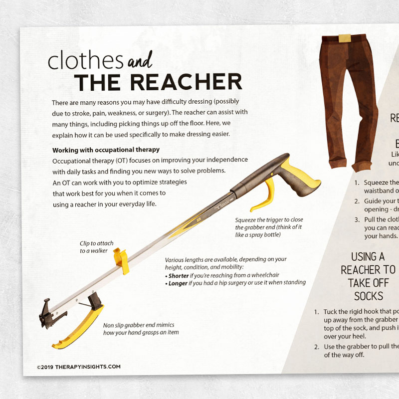 Clothes and the Reacher – Adult and pediatric printable resources
