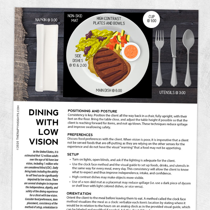 Low Vision Set Up For Meals Using The Clock Face Method Adult And 