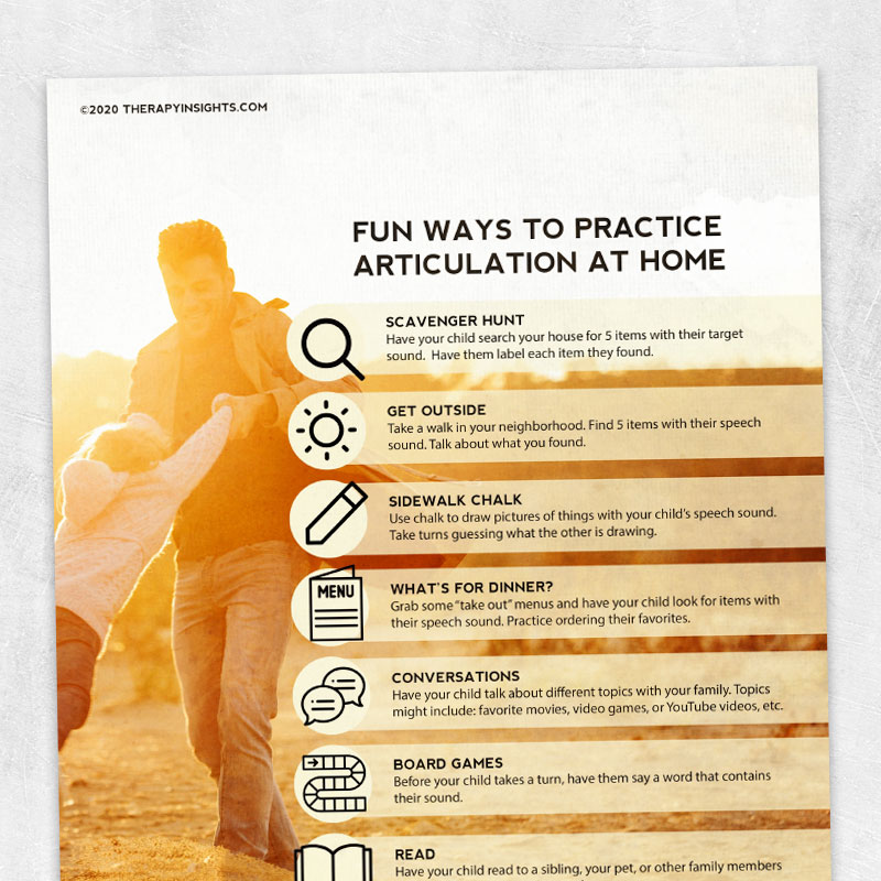 Fun Ways To Practice Articulation At Home Printable Handouts For Speech Occupational And 