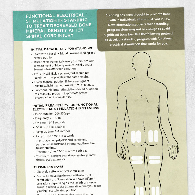Physical therapy printable handout: Functional electric stimulation in standing to treat decreased bone mineral density after spinal cord injury