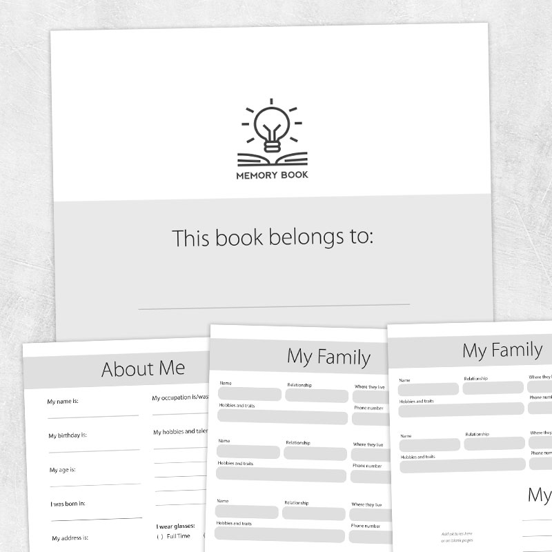 Memory Book Template Adult and pediatric printable resources for