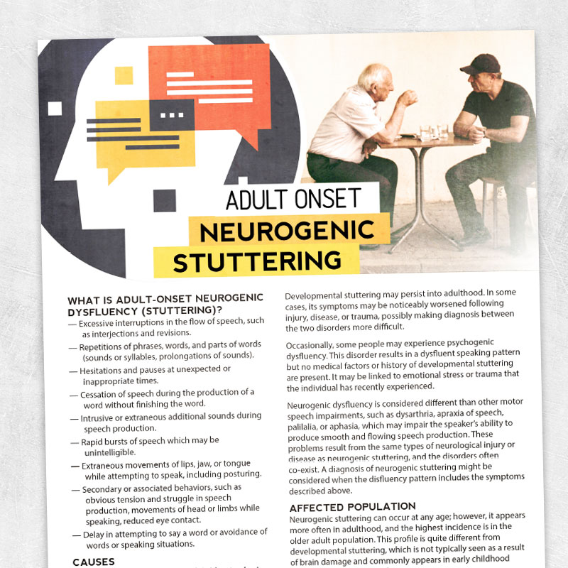 Adult Onset Neurogenic Dysfluency Adult And Pediatric Printable 