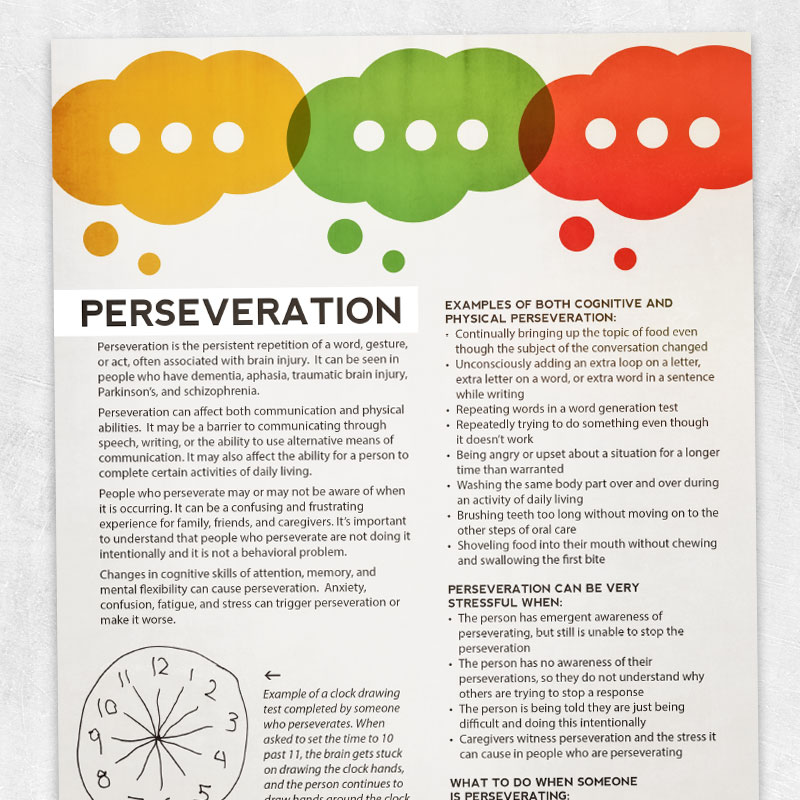 Perseveration Adult And Pediatric Printable Resources For Speech And 