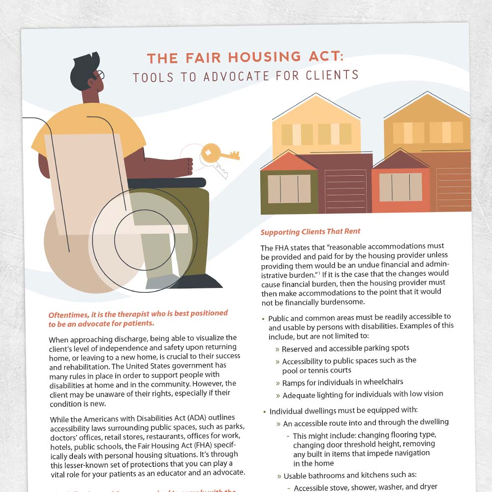 Occupational therapy printable handout: The fair housing act - tools to advocate for clients