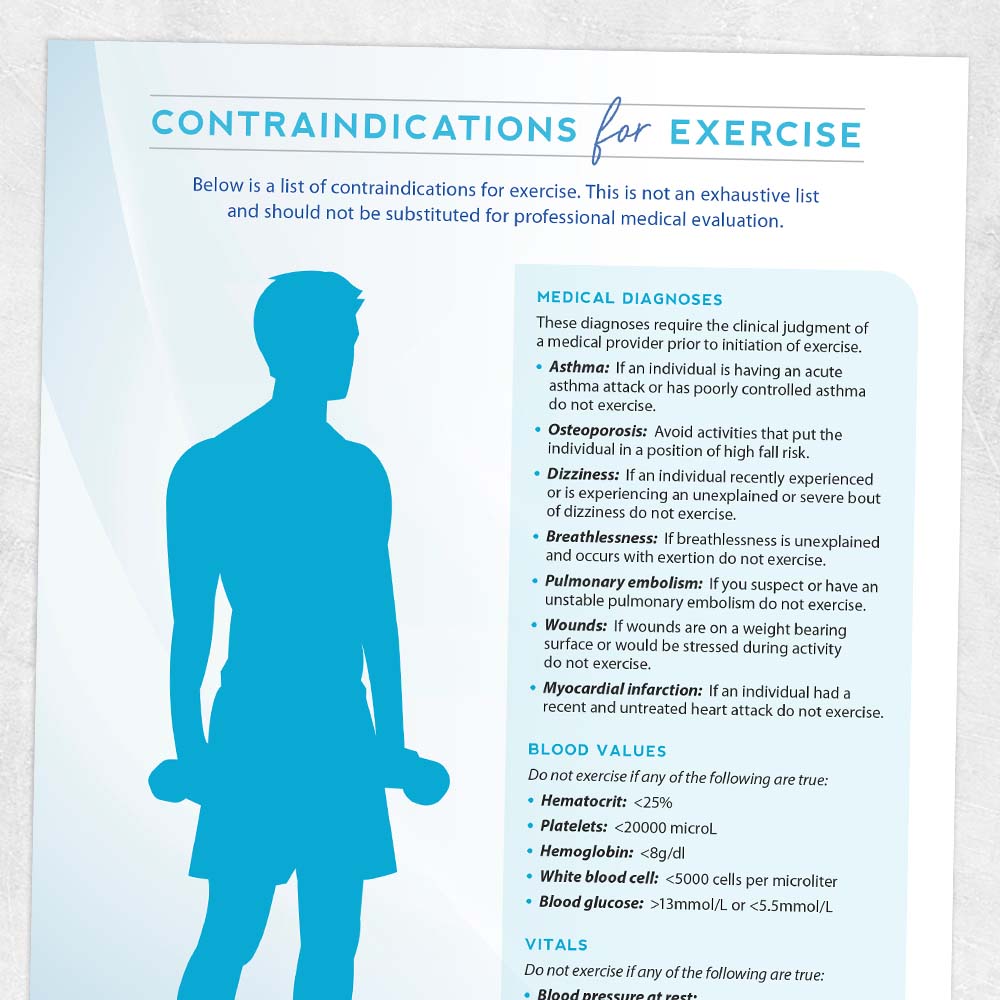 Physical therapy printable handout: Contraindications for exercise