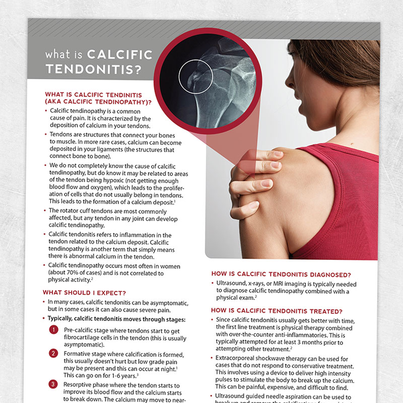 Physical therapy printable handout: What is calcific tendonitis