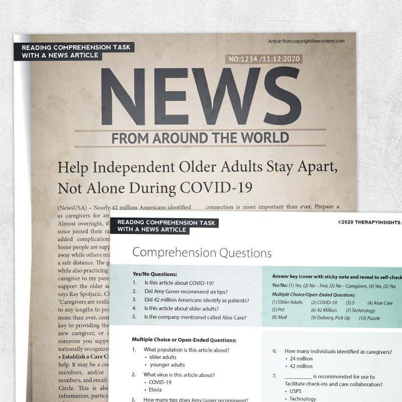 Reading Comprehension Task With A News Article Printable Handouts For 