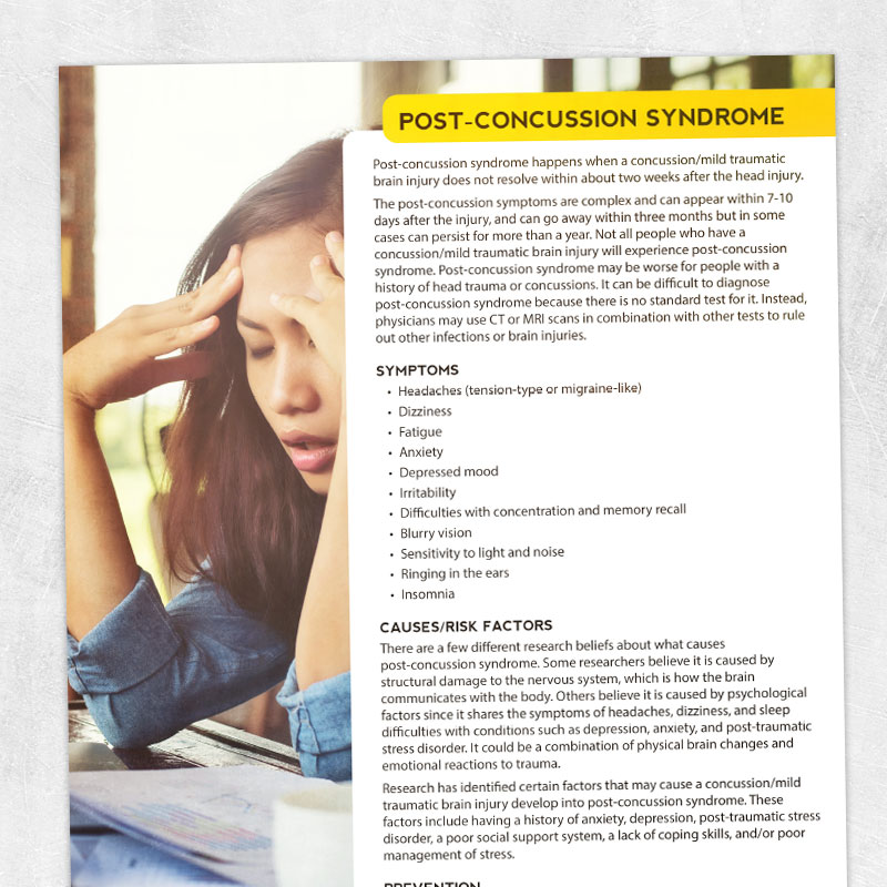 Med SLP printable handout: Post-concussion syndrome