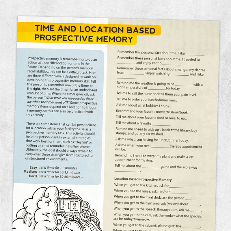 Brain injury printable handout: Time and location based prospective memory