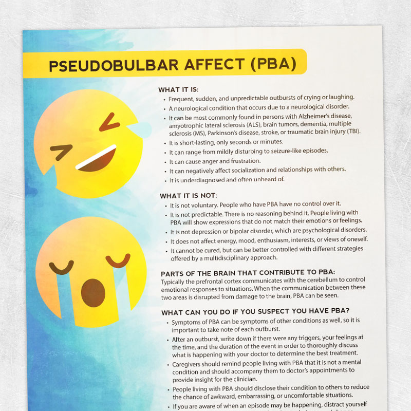 Med SLP and occupational therapy printable handout: Pseudobulbar affect