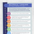 Speech therapy printable handout: Reciprocal language milestones from birth to age 5
