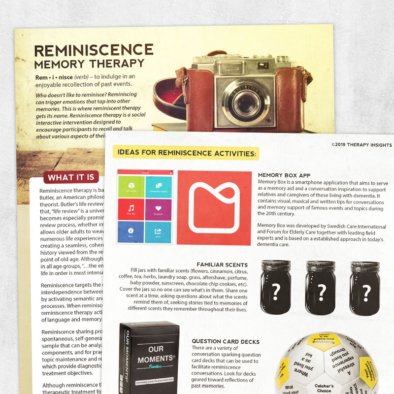 Med SLP and occupational therapy printable handout: Reminiscence therapy