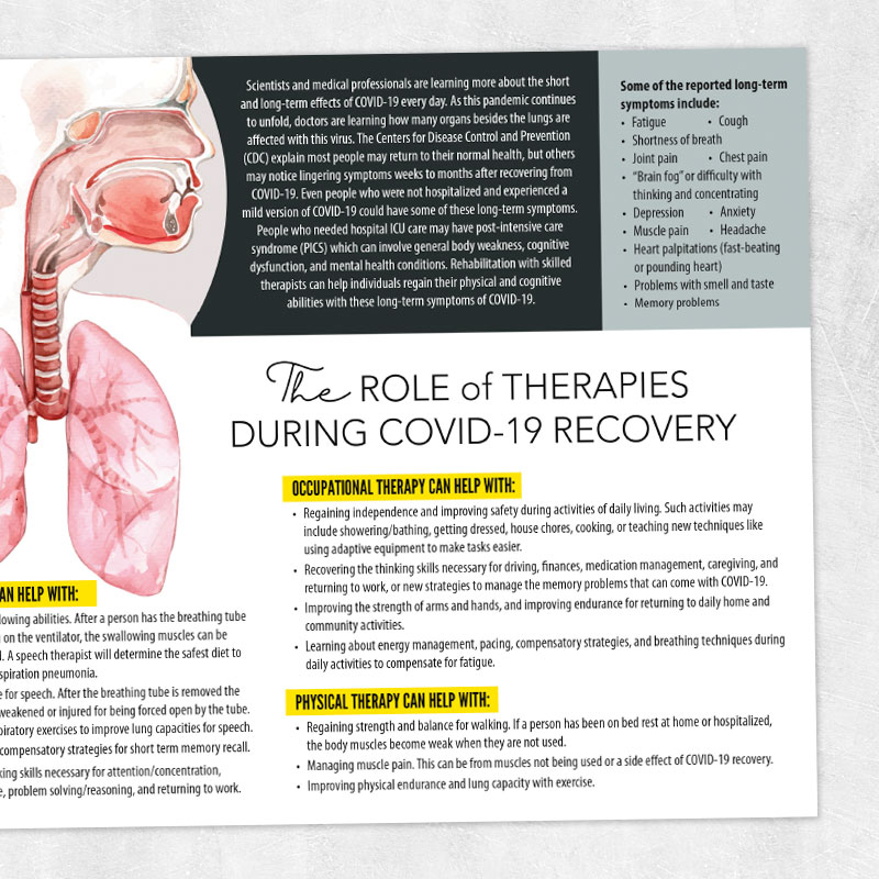 Speech, occupational, and physical therapy printable handout: The role of therapies during COVID-19 recovery