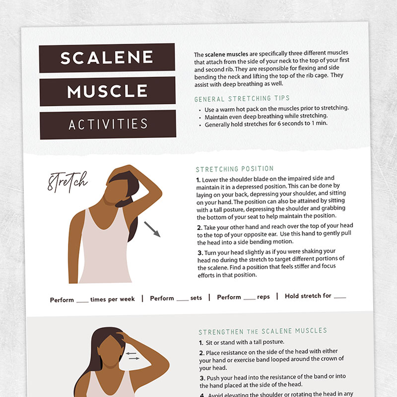Physical therapy printable HEP handout: Scalene muscle activities