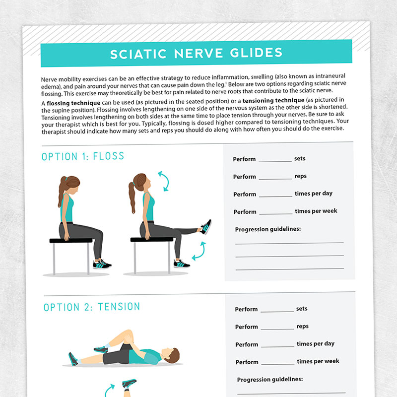 Physical therapy printable handout for HEP: Sciatic nerve glides