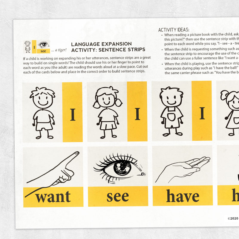 Sentence Strips for Language Expansion Adult and pediatric printable