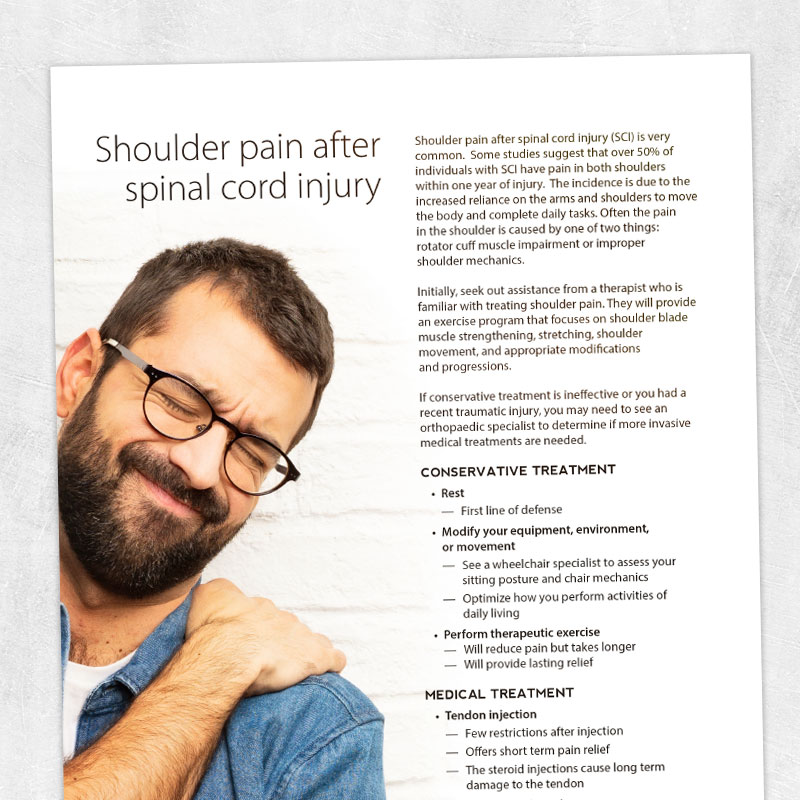 Occupational therapy printable handout: Shoulder pain after spinal cord injury