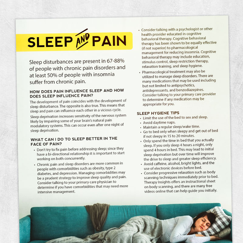Physical therapy printable handout: Sleep and pain