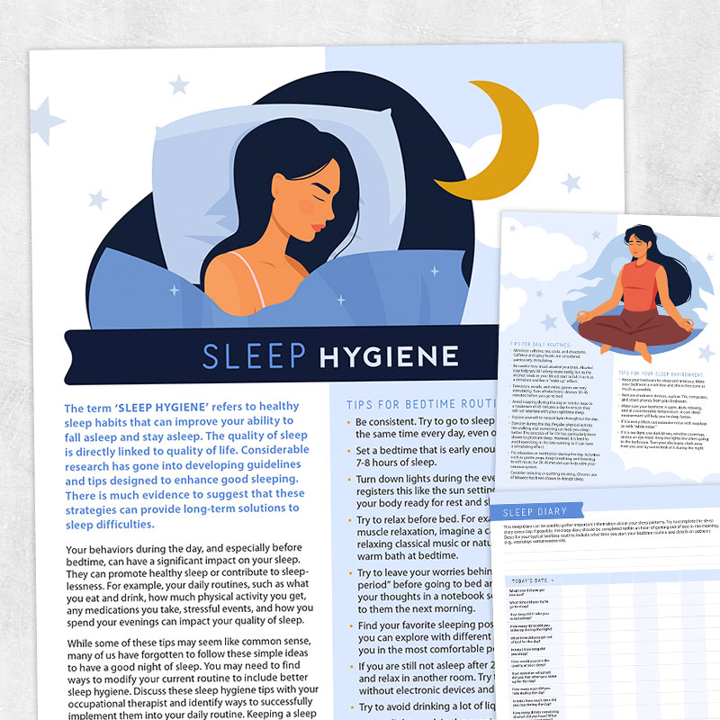 Med SLP and occupational therapy printable handout: Sleep hygiene