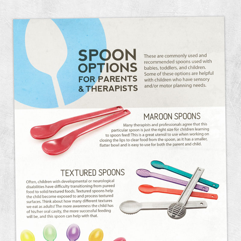 Speech therapy printable handout: Spoon options for parents and therapists