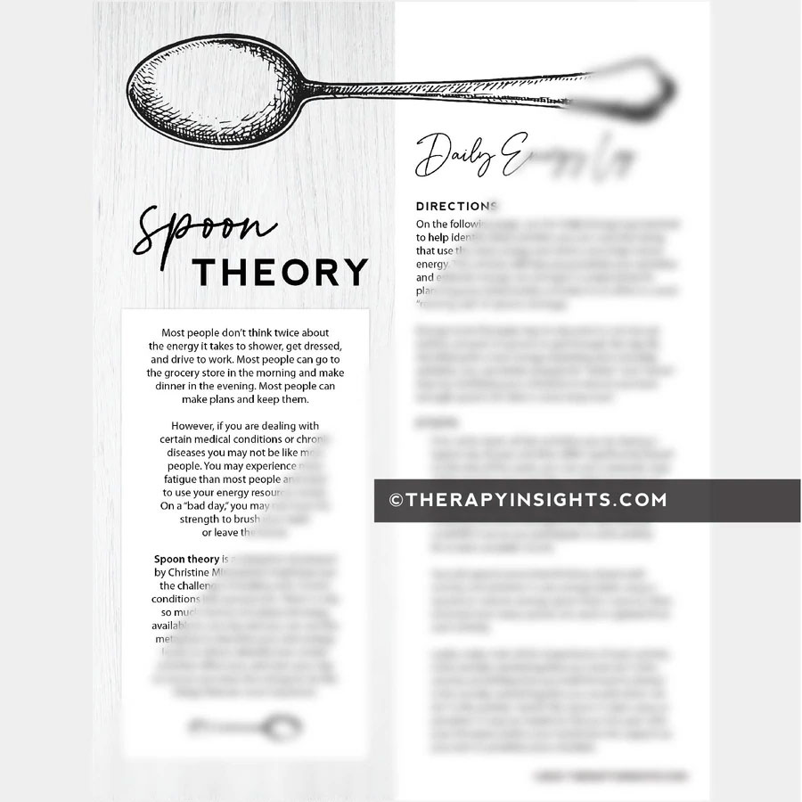 Spoon Theory Adult And Pediatric Printable Resources For Speech And