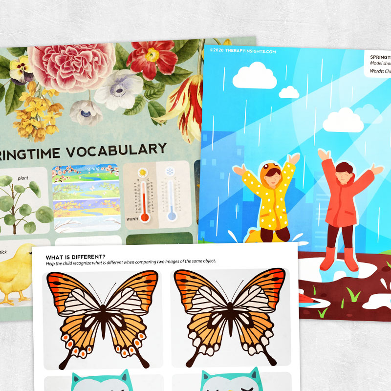 Speech therapy printable: Springtime vocabulary