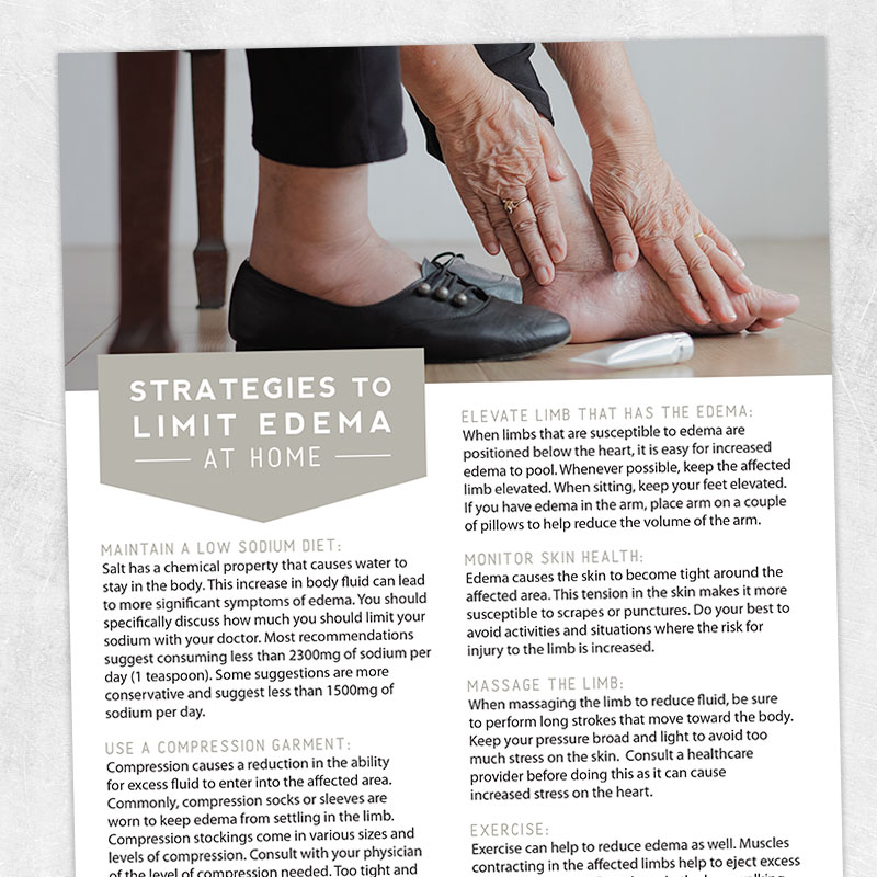 Occupational therapy printable handout: Strategies to limit edema at home
