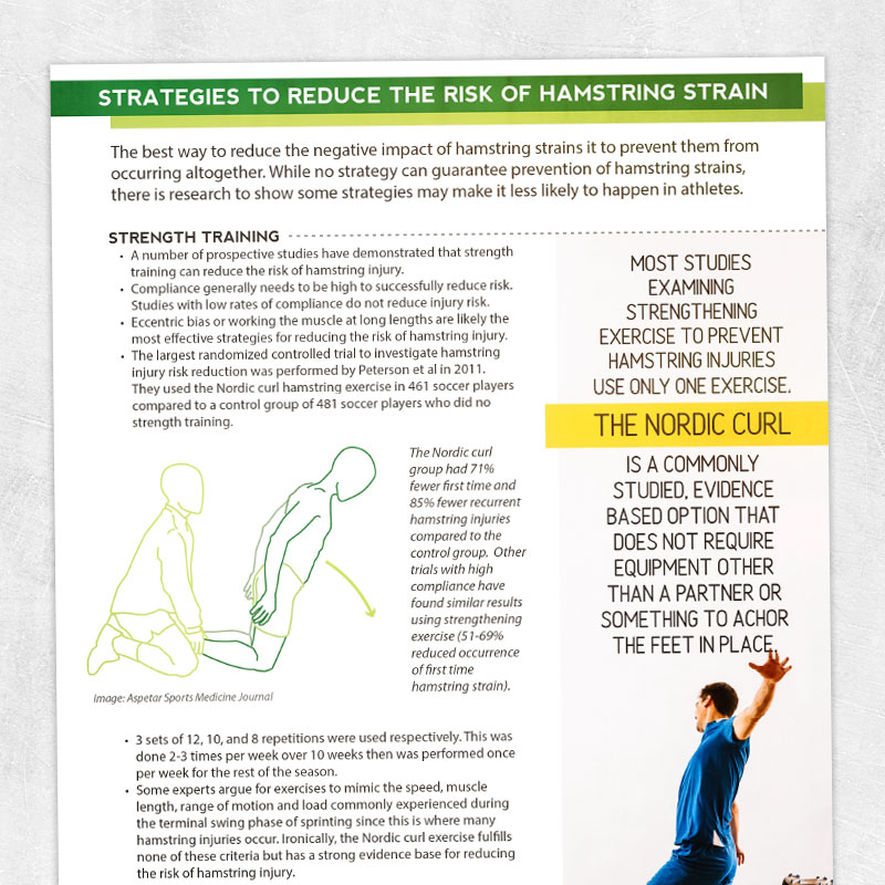 Physical therapy printable handout: Strategies to reduce the risk of hamstring strain