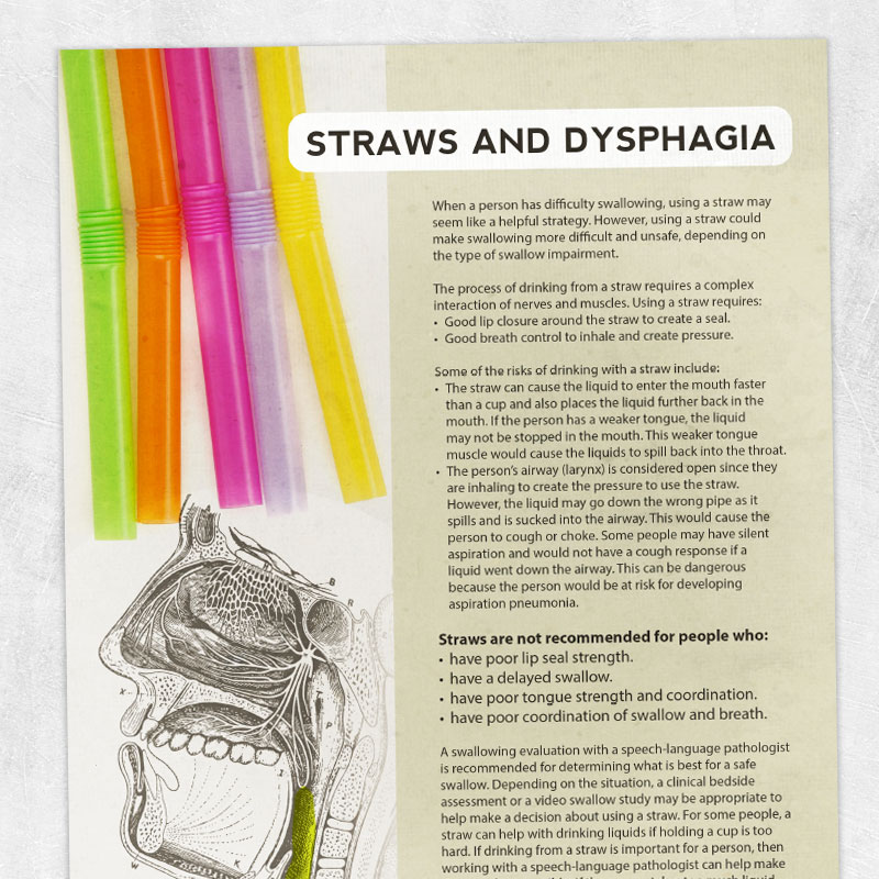 Dysphagia printable handout: Straws and dysphagia