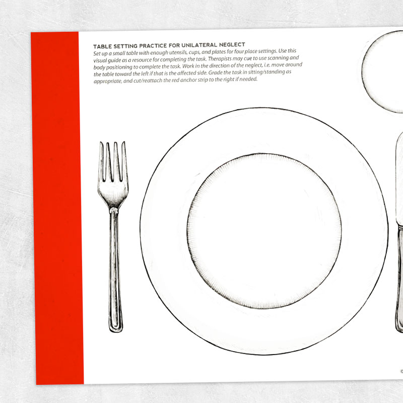 Occupational therapy printable: Table setting practice for unilateral neglect