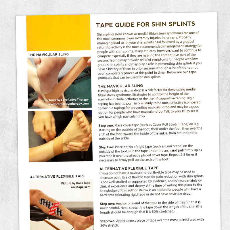 Physical therapy printable: Tape guide for shin splints