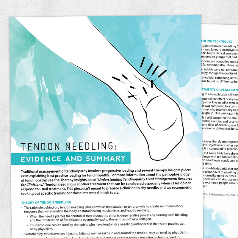 Physical therapy printable: Tendon needling- evidence and summary