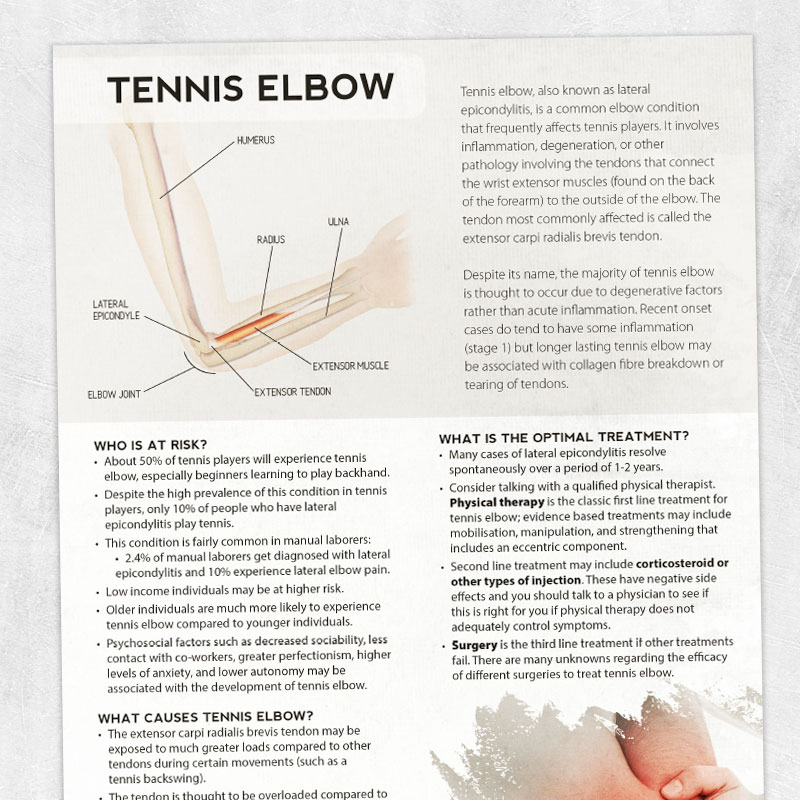 Physical therapy printable handout: Tennis elbow