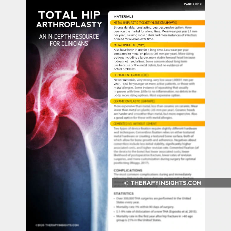 Physical therapy printable handout: Total hip arthroplasty