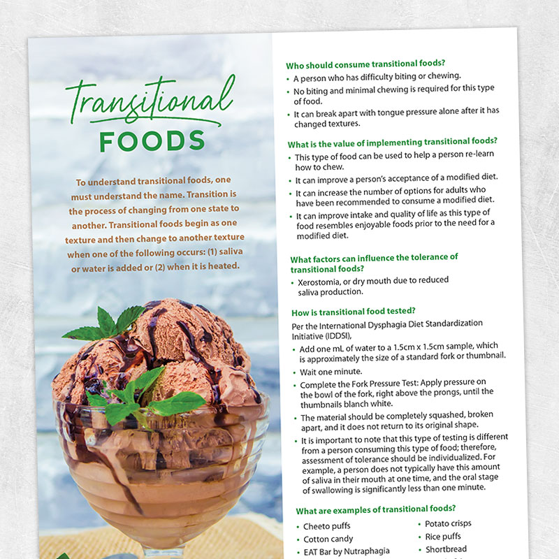 Dysphagia therapy printable: Transitional foods