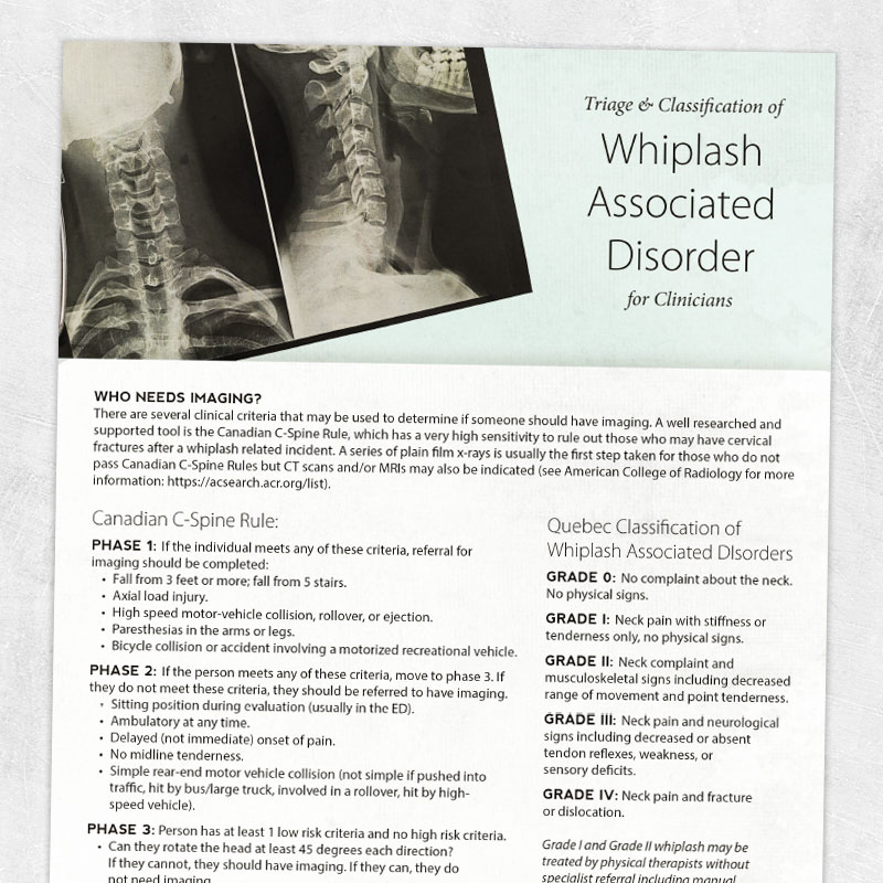 Physical therapy printable handout: Triage and classification of whiplash associated disorder
