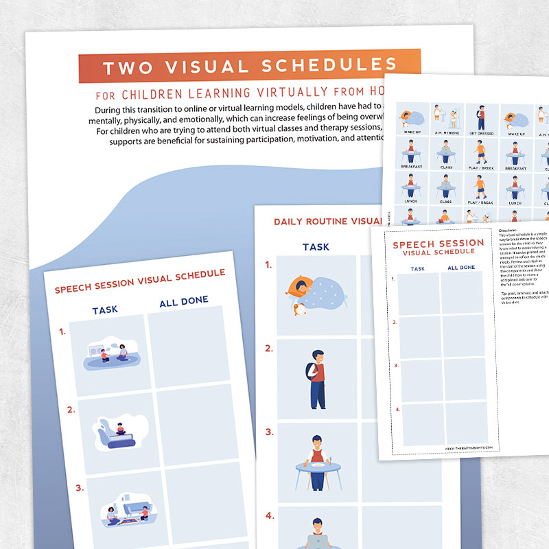 Speech therapy printable: Visual schedules