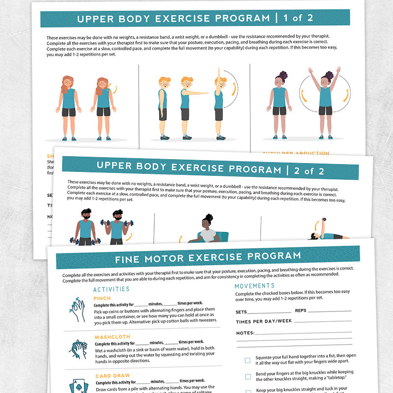 Occupational therapy printable: Upper body and fine motor exercise program