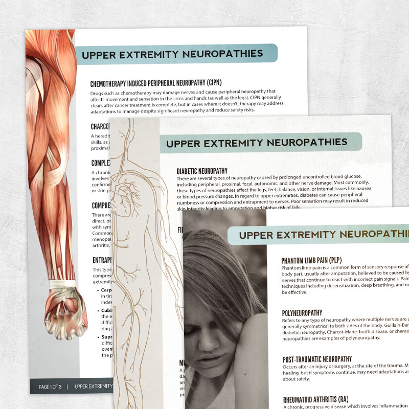 Occupational therapy printable handout: Upper extremity neuropathies