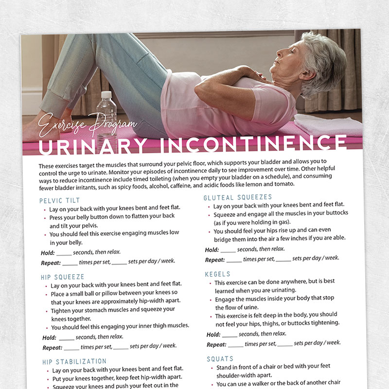 Urinary Incontinence Exercise Program Adult And Pediatric Printable 