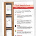 Med SLP and occupational therapy printable: Using smartphones to stay organized after a brain injury