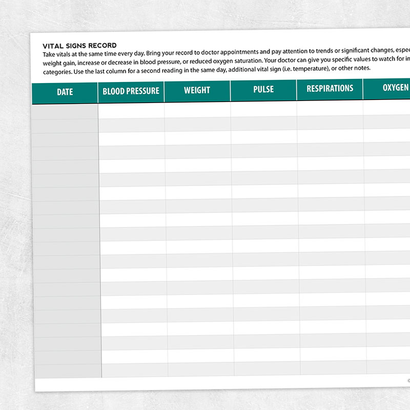 Vital Signs Monitoring Sheet Adult And Pediatric Printable Resources 