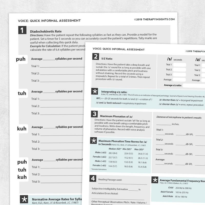 Quick Informal Voice Assessment Adult And Pediatric Printable 