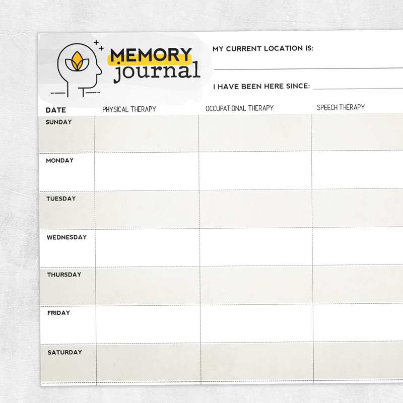 Memory therapy printable: Memory journal