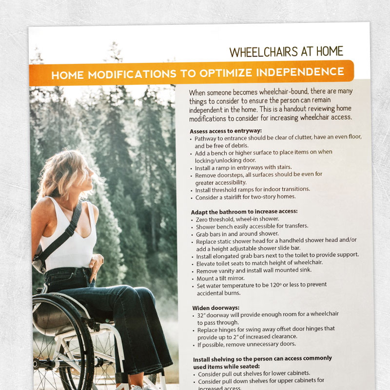 Physical and occupational therapy printable handout: Home modifications to optimize independence with wheelchairs at home