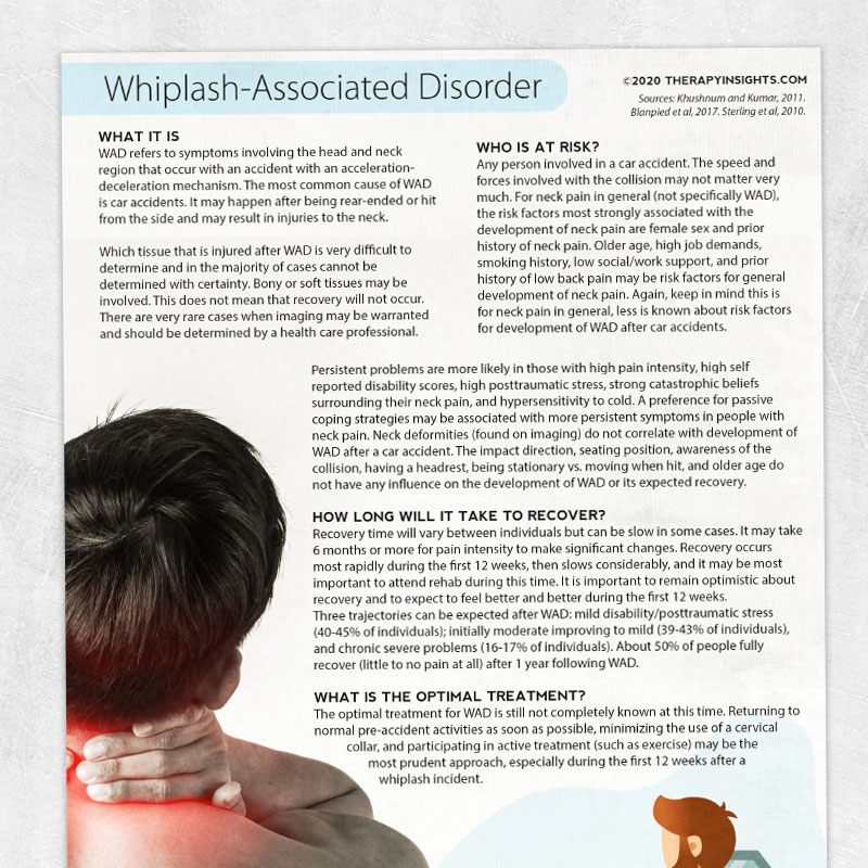 Physical therapy printable handout: Whiplash associated disorder