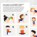 Speech therapy printable handout: Yoga vowels- a multisensory approach to learning long and short vowels