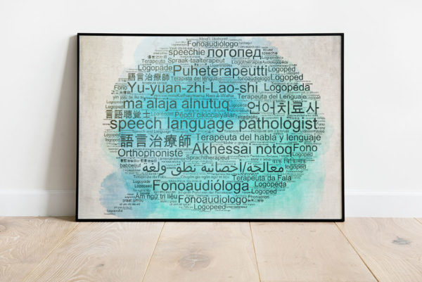 Speech therapy poster - speech therapist in 50+ languages